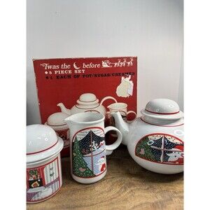 vintage 'Twas The Night Before Christmas Tea Set  Noritake Epoch Five-Piece Set